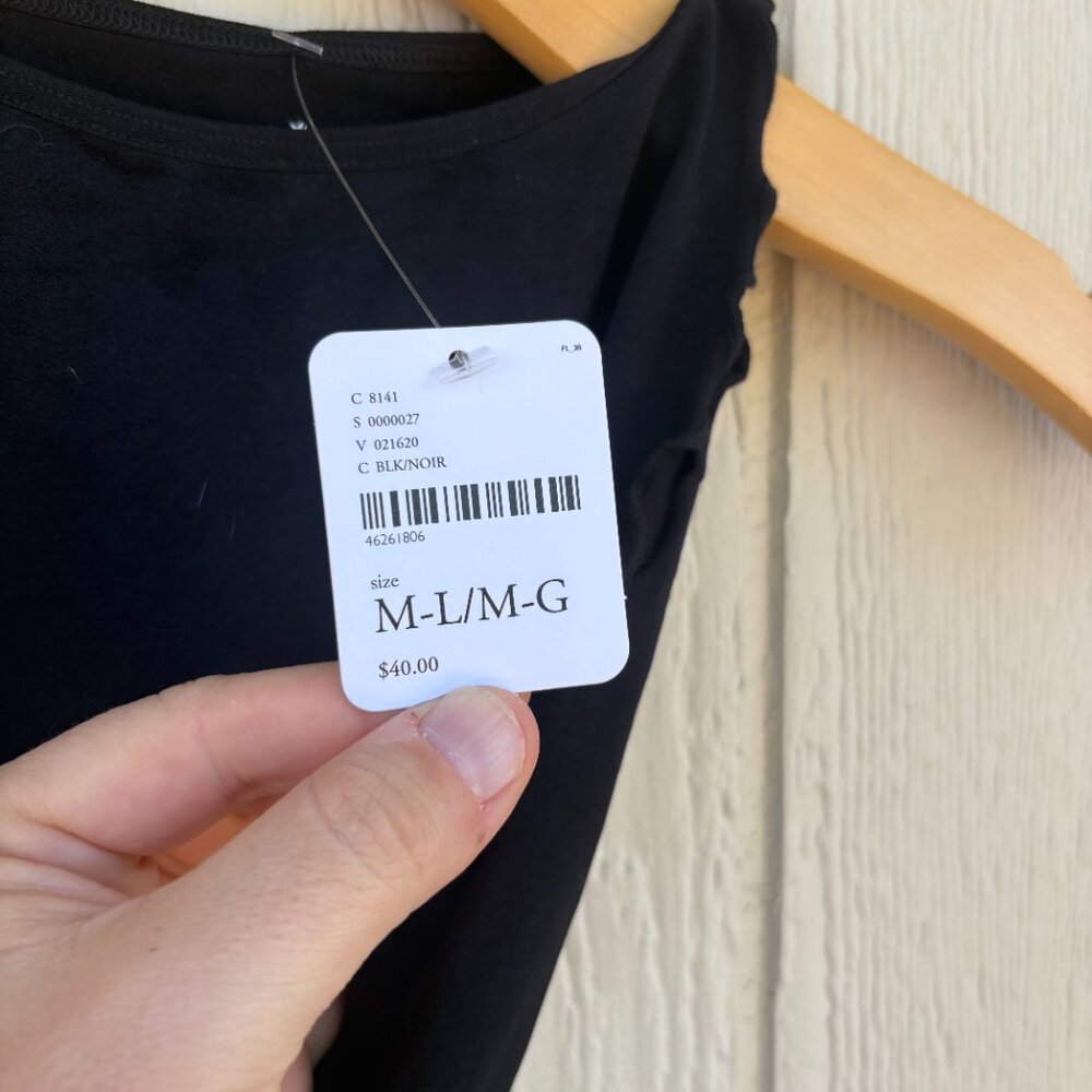 Intimately Free People Feels Right Bodysuit Women's M/L Black Scallop Snap NWT - Picture 5 of 11